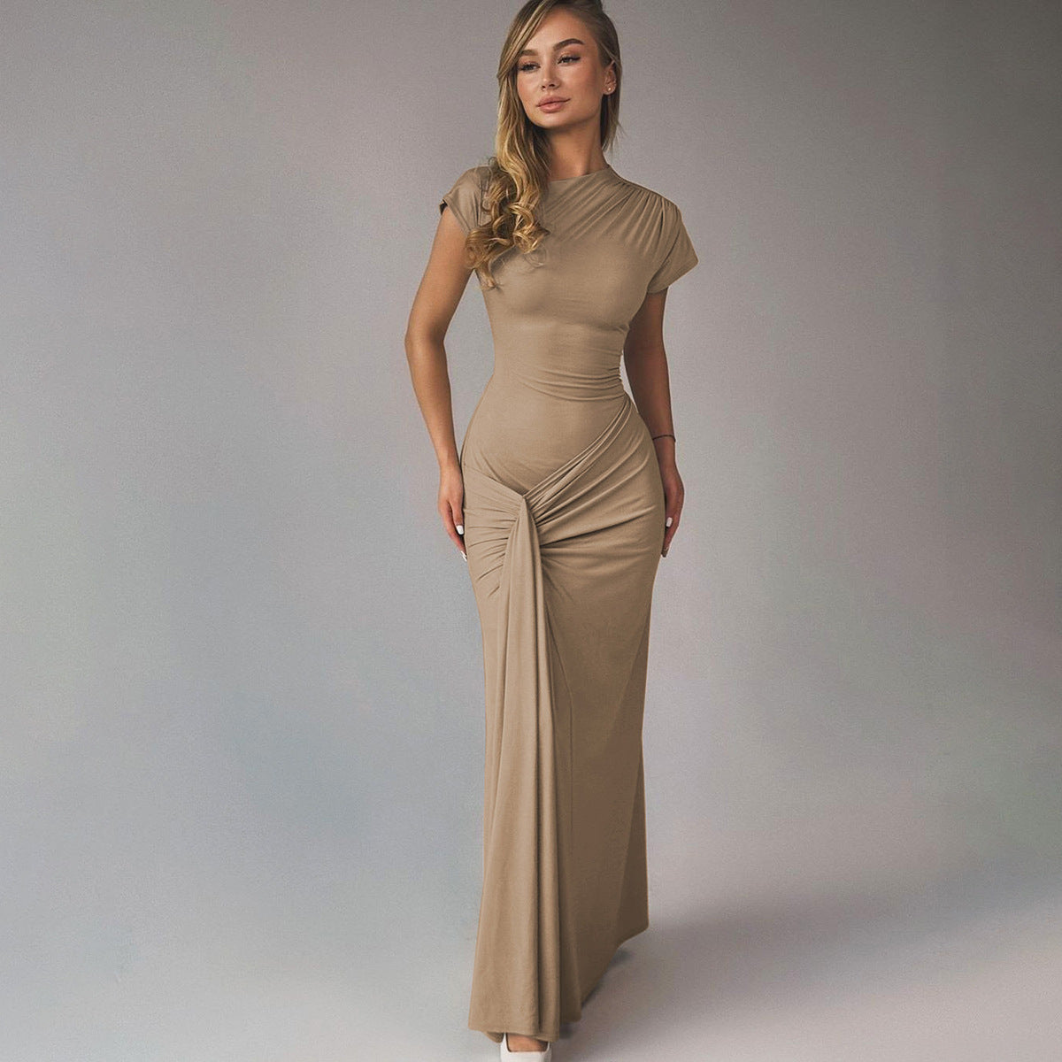 Ruched Split Maxi Dress