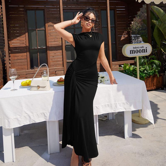 Ruched Split Maxi Dress