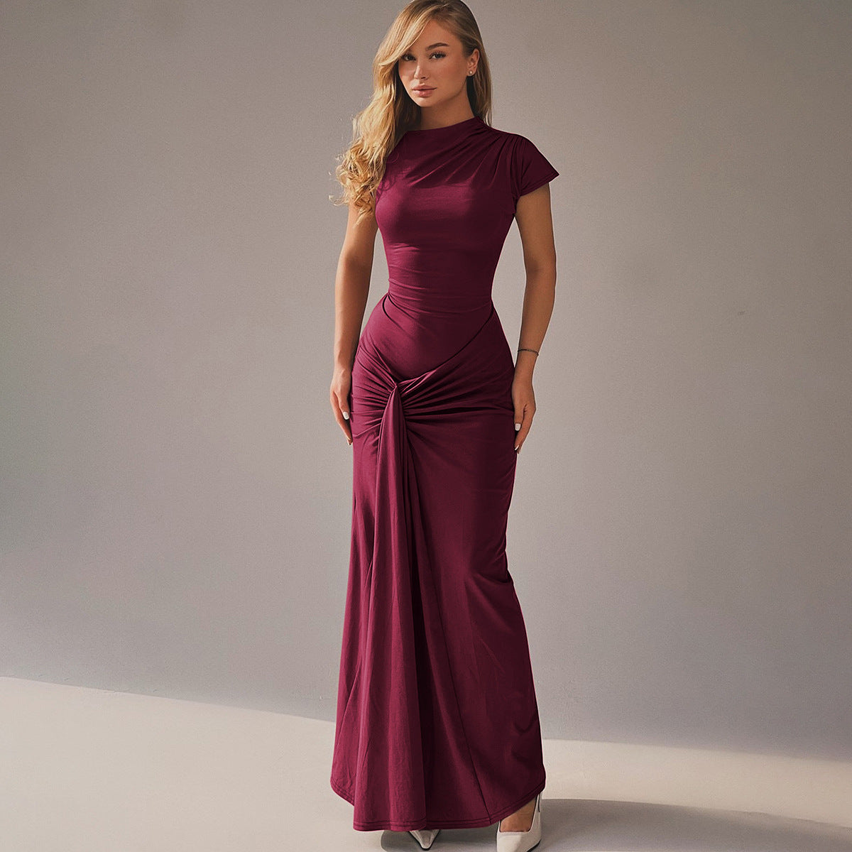 Ruched Split Maxi Dress